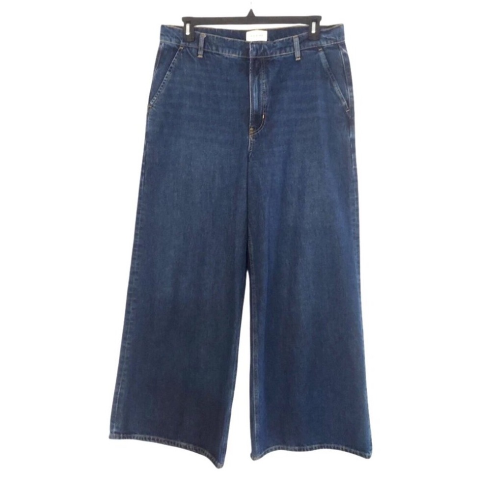 Frame Womens Jeans Size 32 Blindspot Blue Wide Leg Stretch Denim Trouser New - Picture 2 of 8